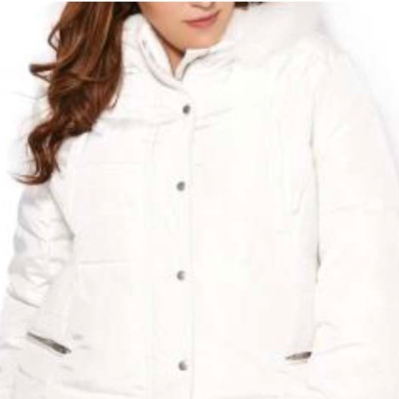 COAT, DOWN BLEND, BLANC DE BLANC (WHITE), SZ 4X, REMOVABLE HOOD, ZIP POCKETS, - Picture 2 of 6